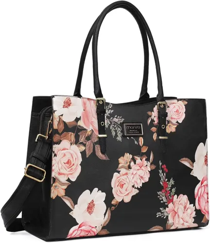 MOSISO Bolsa de mano para laptop para mujer, 15-16 pulgadas, compatible con MacBook Air 15/Pro 16, HP Dell Acer Asus, Peony impermeable, maletín de