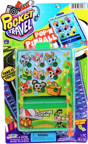 JA-RU Mini juego de pinball de bolsillo (1 juguete) juguete de arcade de mano para niños. Juegos clásicos retro de mesa y juguetes vintage. Cesta de