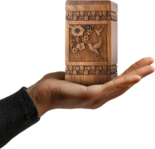 Miniatura 18 de Urna de cremación de madera tallada a mano para cenizas humanas, diseño de árbol de la vida, capacidad de 250 libras, adecuada para hombres y Árbol