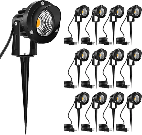 Miniatura 11 de Romwish Foco LED de paisaje de 5 W, iluminación de paisaje al aire libre de 120 V, enchufe de 550 lúmenes, luces LED impermeables para paisaje
