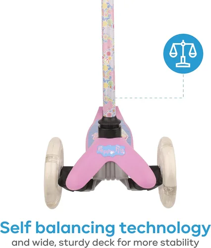 Miniatura 4 de Self Balancing Kick Scooter with Light Up Wheels, Extra Wide Deck, 3 Wheel Platform, Foot Activated Brake, 75 lbs Limit, Kids & Toddlers Girls or