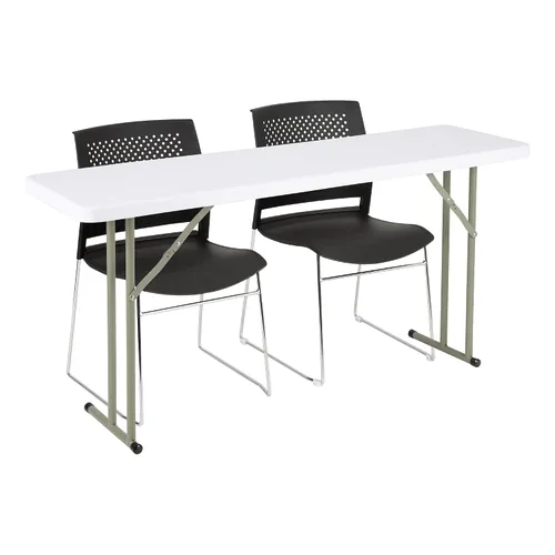 Miniatura 3 de Norwood Commercial Furniture Mesa de entrenamiento plegable para interiores y exteriores, de 5 pies, rectangular, de plástico moldeado por soplado