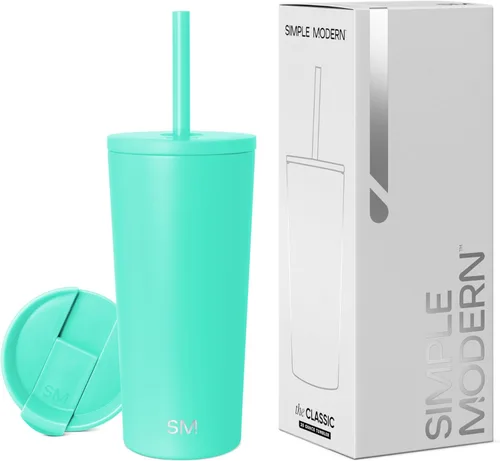 Miniatura 52 de Simple Modern- Vaso con aislamiento, c/tapa y pajilla Taza de viaje Botella de agua de ac. inox. reutilizable Unisex Colecc. Classic 24 oz