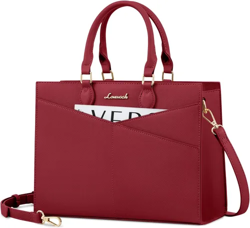 Miniatura 7 de LOVEVOOK Bolsos para mujer, bolsos tipo cartera con asa superior, bolso de mano de cuero negro con cremallera, bolso cruzado con asa superior