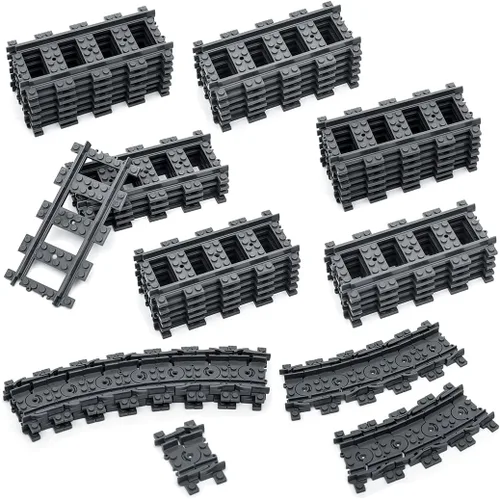 Miniatura 8 de 40 piezas de pistas de tren de ciudad, accesorios clásicos, juguete de construcción de ferrocarril compatible con todas las principales marcas - 32