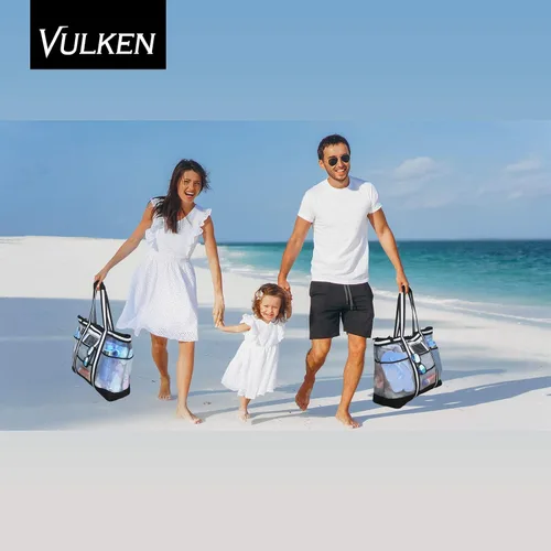 Miniatura 3 de Vulken - Bolsa de playa de malla extra grande de 42 litros. 9 bolsillos con cremallera superior