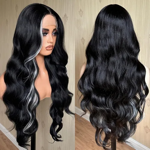 Miniatura 12 de Pelucas de encaje frontal rubias de 30 pulgadas X-TRESS con onda corporal, prediseñadas, peluca frontal de encaje sintético con raíces oscuras