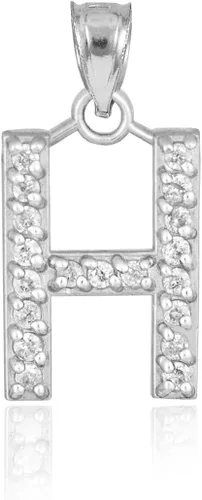 Miniatura 5 de Claddagh Gold . Collar con colgante de letra inicial de plata de ley 925 con circonita cúbica - Elección de tamaños