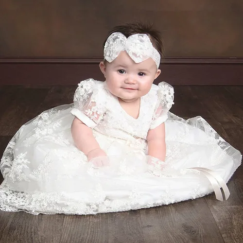 Miniatura 3 de Christening Gown Baby Girl Lace Toddler Dress for Age 3-24 Months