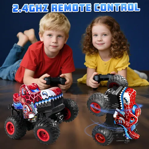 Miniatura 4 de Camión Monstruo a Control Remoto, 2.4Ghz Spider Rc Juguetes de Camión Monstruo Autos Recargables para Niños con Música, Efecto de Iluminación