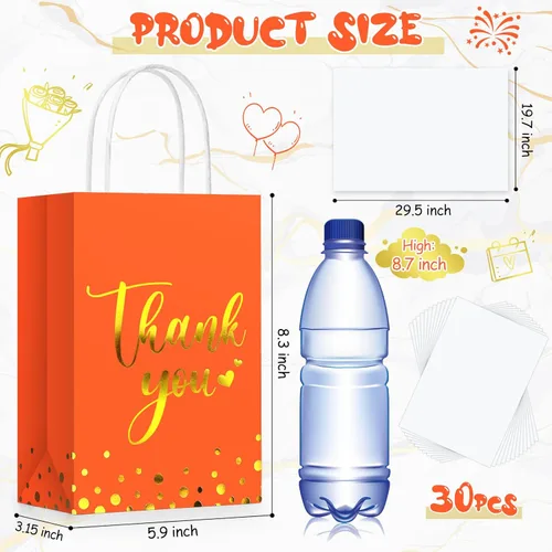 Miniatura 3 de Tinlade 30 bolsas de regalo de agradecimiento con papel de seda dorado con asa para graduación, negocios, compras, boda, ducha, regalos de fiesta