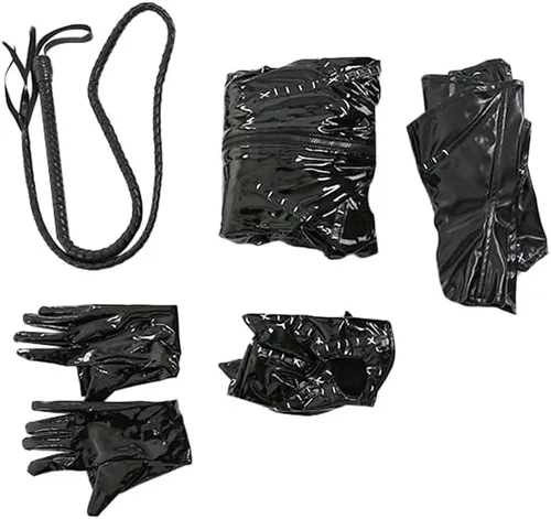 Miniatura 6 de Disfraz de cuerpo completo negro de gatúbela para mujer, cosplay de Noche de Brujas, incluye máscara y látigo, por Miccostumes