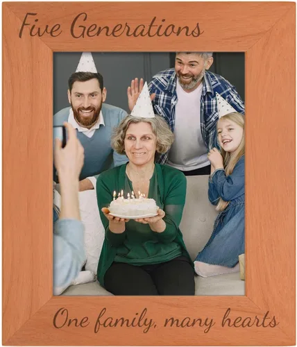 Miniatura 13 de Gifts For All By Rachel Olevia Five Generations One Family Many Hearts - Marco de fotos de madera natural grabado de 4 x 6 pulgadas, diseño
