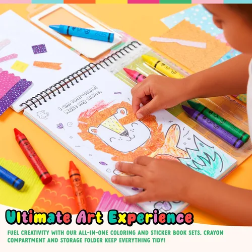 Miniatura 7 de Bright Stripes Art on The Go Collage Fun Jungle Theme Travel Kit para niños a partir de 3 años Actividad sin desorden con crayones y calcomanías