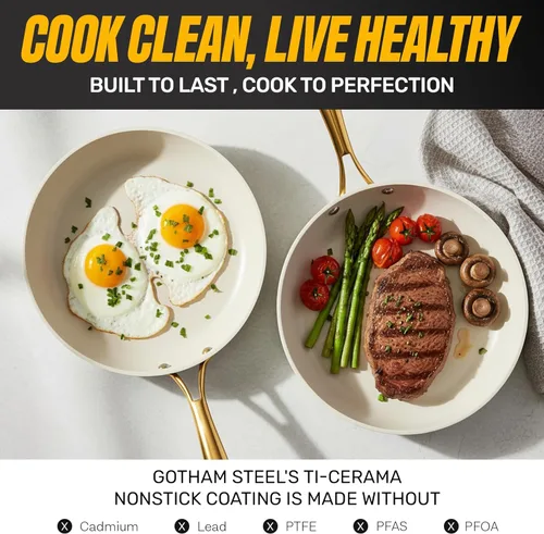 Miniatura 4 de GOTHAM STEEL Juego de ollas y sartenes de cerámica antiadherentes, juego de utensilios de cocina de cocina, juego de ollas y sartenes, juego de Gris