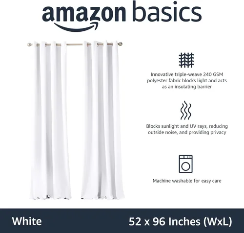 Miniatura 2 de Amazon Basics Cortina opaca para ventana con bloqueo de luz para oscurecer la habitación con 2 paneles de ojales, para sala de estar y dormitorio