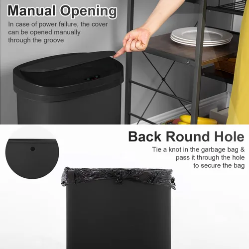 Miniatura 5 de FDW Cubo de basura de 13 galones de 50 litros para cocina, baño, dormitorio, oficina en casa, automático, sin tacto, de alta capacidad con tapa
