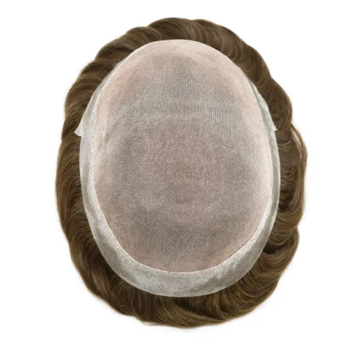 Miniatura 6 de Toupee para hombres Piezas de pelo fino mono para hombre Toupee sistema de reemplazo de pelo para hombres línea capilar natural para hombre postizo