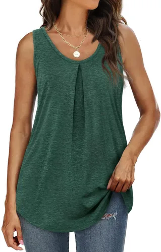 Miniatura 4 de WIHOLL Camisetas sin mangas para mujer, ajuste holgado, cuello en V, sin mangas, a la moda