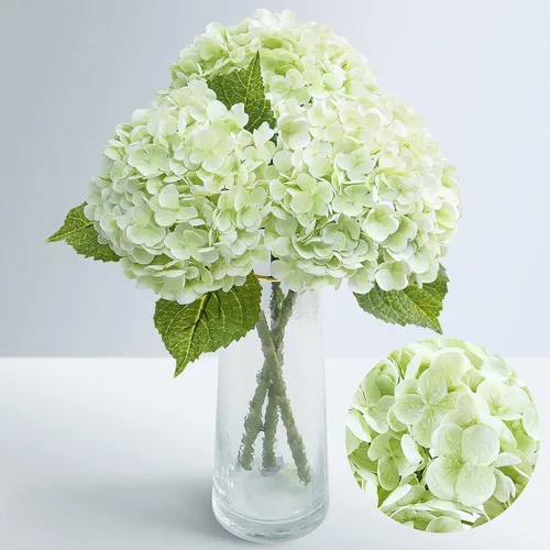 Miniatura 30 de Flores artificiales de hortensias de tacto real, 2 flores azules y 2 blancas de tacto real, flores de hortensias sintéticas de 21 pulgadas, flores
