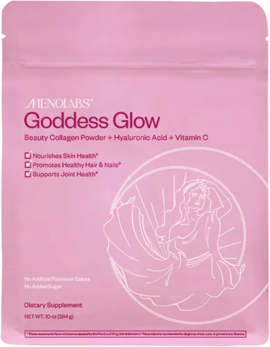 MENOLABS Goddess Glow - Péptidos de colágeno en polvo (Tipo I, III) – 14 porciones (9.88 oz) – Suplementos de menopausia para mujeres con ácido