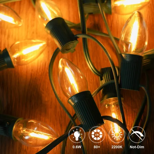 Miniatura 5 de Paquete de 10 bombillas LED de noche, bombillas LED de candelabro C7, base de candelabro E12, 0.6 W equivalente a 7 W, blanco cálido 2200 K, 50 lm