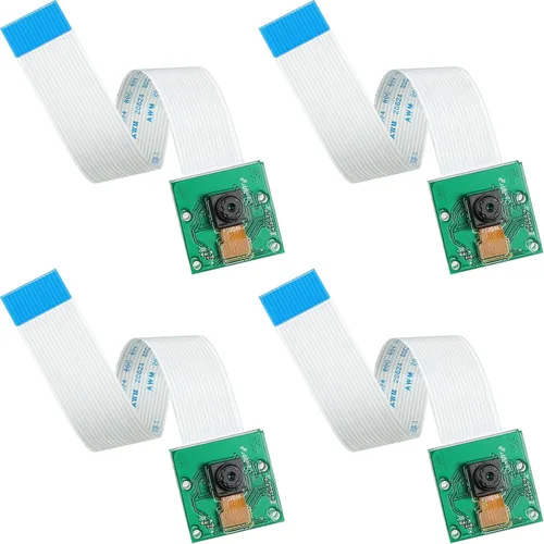 Weewooday 4 piezas 5 megapíxeles 1080p sensor OV5647 mini módulo de cámara con cable de cinta de 6 pulgadas 15 pines compatible con Raspberry Pi