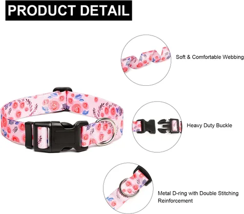Miniatura 98 de Mercano Collar ajustable para perro, patrones de diseño especial, nailon suave, cómodo y resistente, collar para mascotas para perros pequeños