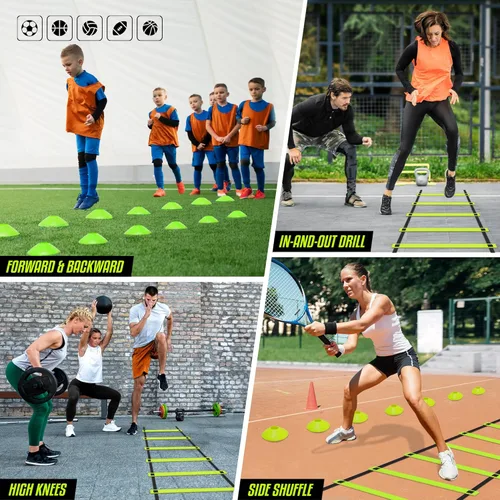 Miniatura 6 de Yes4All Agility Ladder – Adjustable Speed & Agility Training Equipment for All Ages – Durable, Portable, Multiple Combo Sets Available B. Combo Lima