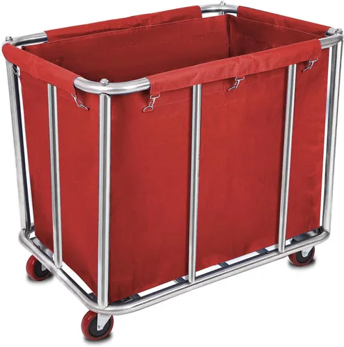 12 Bushels - Carrito de lavandería para comercial/hogar, cesta de lavandería grande de acero inoxidable con ruedas, para hotel, escuela, lavandería,