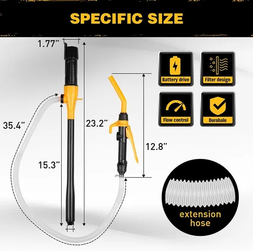 Miniatura 3 de ELEAD Bomba portátil con batería - Bomba eléctrica de transferencia de combustible/agua 2.4 GPM, bomba de sifón líquido con control de flujo