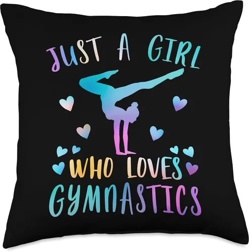 Miniatura 5 de Just A Girl Who Loves Gymnastics Cool Sport Lover Art - Almohada de gimnasia para mujeres y niñas, 16 x 16 pulgadas, multicolor