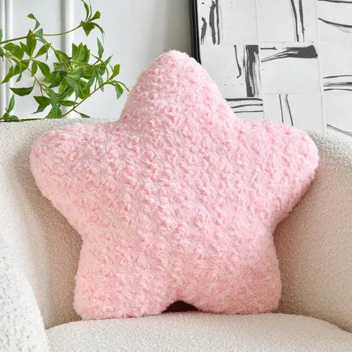 Miniatura 10 de Almohada de estrellas, almohada de felpa en forma de estrella de 14.9 pulgadas para sofá y cama, bonitas almohadas decorativas con piel sintética