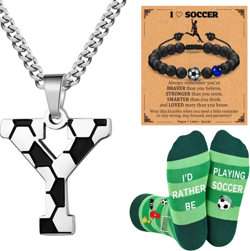 Miniatura 23 de Soccer Gifts Set A-Z Letter Soccer Necklace for Men Novelty Soccer Socks&Soccer Bracelets for Soccer Lovers
