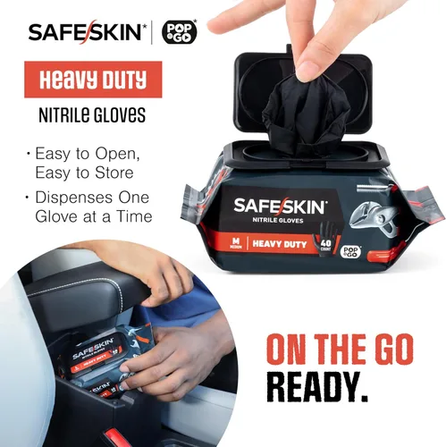 Miniatura 3 de SAFESKIN Heavy Duty Nitrile Disposable Latex Free Gloves (40/160/1600 packs), Black Gloves for Food Prep, Cleaning, Mechanic