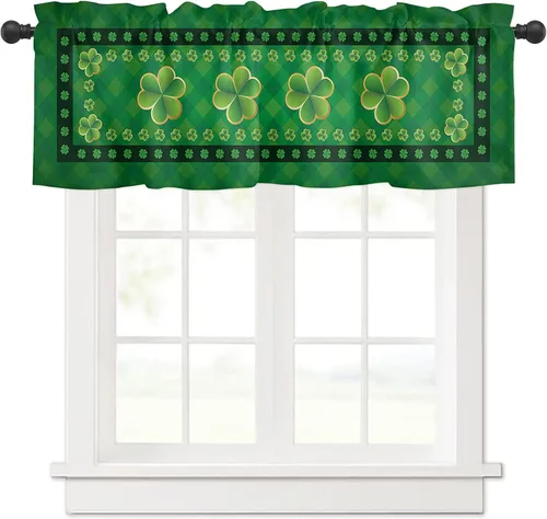 Miniatura 24 de Cenefa de cortina con lazo rojo de Navidad para ventanas, sala de estar, cocina, baño, granja, bolas de Navidad de acuarela con diseño de bayas