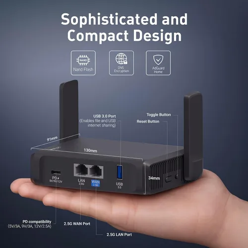 Miniatura 6 de GL.iNet GL-BE3600 (Slate 7) Router Portátil de Viaje, Wi-Fi 7 de Doble Banda en Bolsillo, Router 2.5G, Routers VPN Portátiles WiFi para Viajes