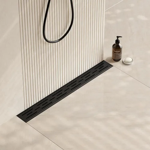 Miniatura 10 de Neodrain - Drenaje lineal rectangular de 24 pulgadas con rejilla de patrón de ladrillo, desagüe de piso de acero inoxidable cepillado 304 para baño