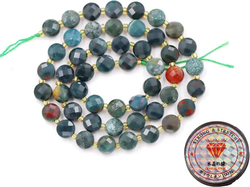 Miniatura 25 de Cuentas de piedras preciosas para la fabricación de joyas, cuentas de monedas facetadas de piedra natural piedra de sangre africana de 0.236 in