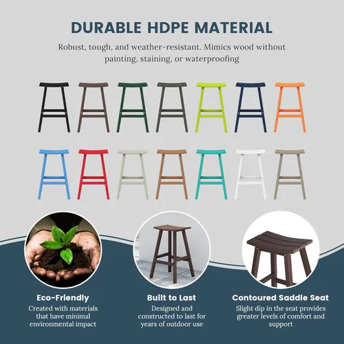 Miniatura 9 de HDPE Laguna Contempo Taburete de bar de 29", marrón oscuro