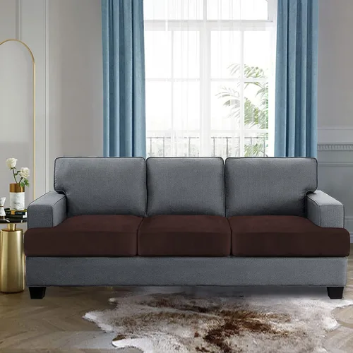 Miniatura 2 de H.VERSAILTEX Fundas de terciopelo elástico para silla con cojín en forma de T para sala de estar, funda de sofá, funda de asiento con cojín
