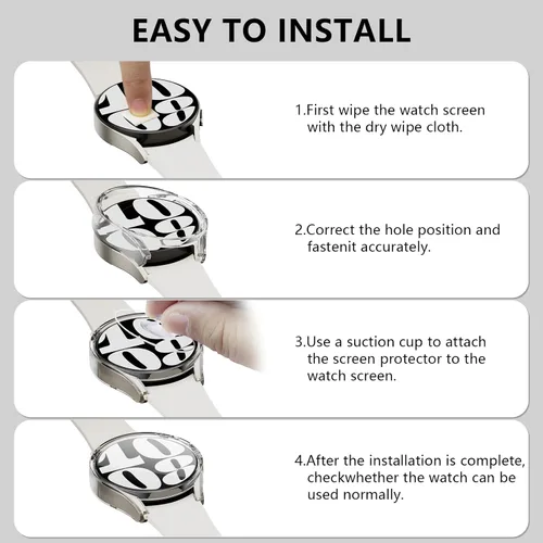 Miniatura 6 de Protector de pantalla clásico para Samsung Galaxy Watch 6 de 1.732 in, [5+5 unidades] Parachoques de policarbonato duro y película protectora