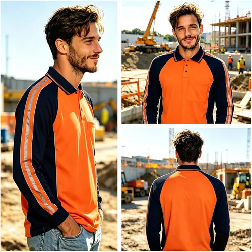 Miniatura 7 de Camisa de seguridad de alta visibilidad, manga corta y larga, polo reflectante, camisetas de trabajo para hombres