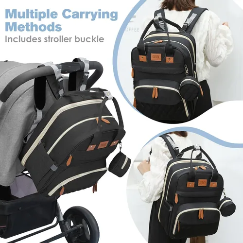 Miniatura 3 de JSTPRO Mochila para pañales, bolsa de pañales grande con estación de cambio, bolsa de bebé, regalos para nuevas madres, bolsa de pañales unisex Negro