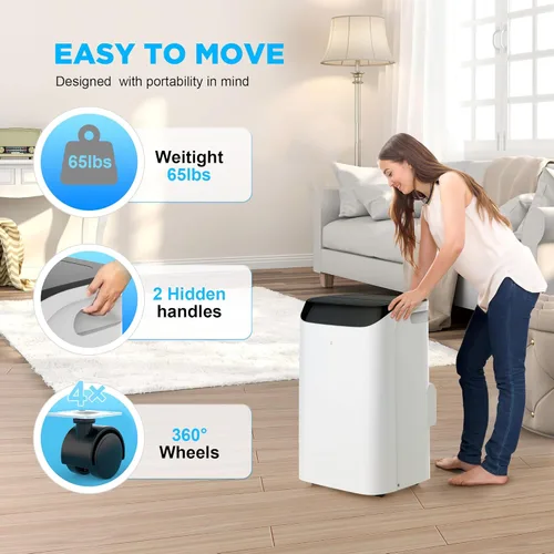 Miniatura 7 de Aire acondicionado portátil de 14000 BTU con control remoto, unidad de aire acondicionado de refrigeración independiente 3 en 1 con ventilador