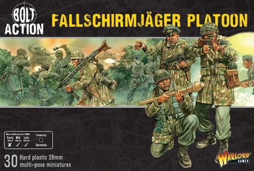 Warlord Games Paracaidistas aerotransportados alemanes Fallschirmjager - Miniaturas de plástico a escala de 1.102 in para Bolt Action Miniaturas
