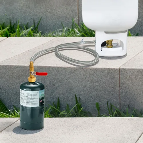 Miniatura 7 de Adaptador de propano para tanques de 1 libra con medidor de tanque y válvula de control, manguera de acero inoxidable de repuesto de propano de 3