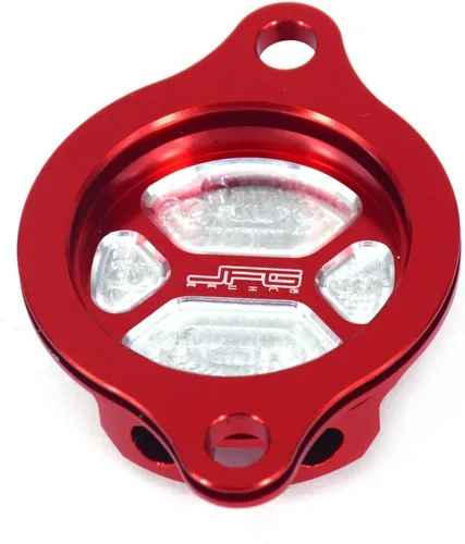 Miniatura 3 de JFG RACING Tapa de Filtro de Aceite de Billete para Moto CRF250R 2004-2009, CRF250X 2004-2017 Dirt Bike, ROJO