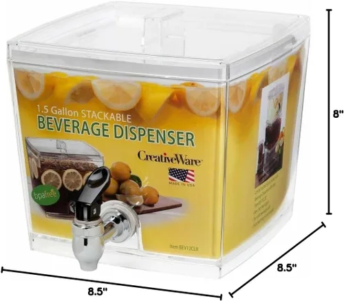 Miniatura 4 de CreativeWare Dispensador de bebidas sin funda base, 1.5 galones, transparente