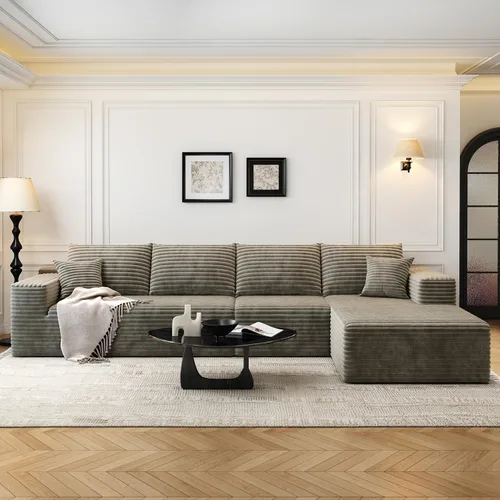 Miniatura 27 de Sofá seccional modular Cloud de 107.5 pulgadas con 1 otomana, sofás tapizados modernos minimalistas, cómodo sofá en forma de U para sala de estar